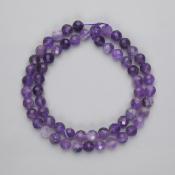 Brusované ametystové korálky, kuličky o průměru 6 mm, délka cca 40 cm, na niti