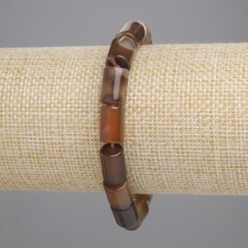 Náramek z achátu ve tvaru cilindrů, průměr 12×8 mm, délka 18 cm, elastický