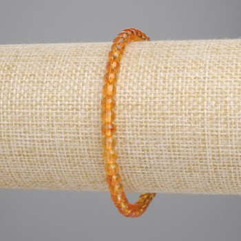 Náramek z citrínu, hladké kuličky, průměr cca 4 mm, délka cca 18 cm, elastický