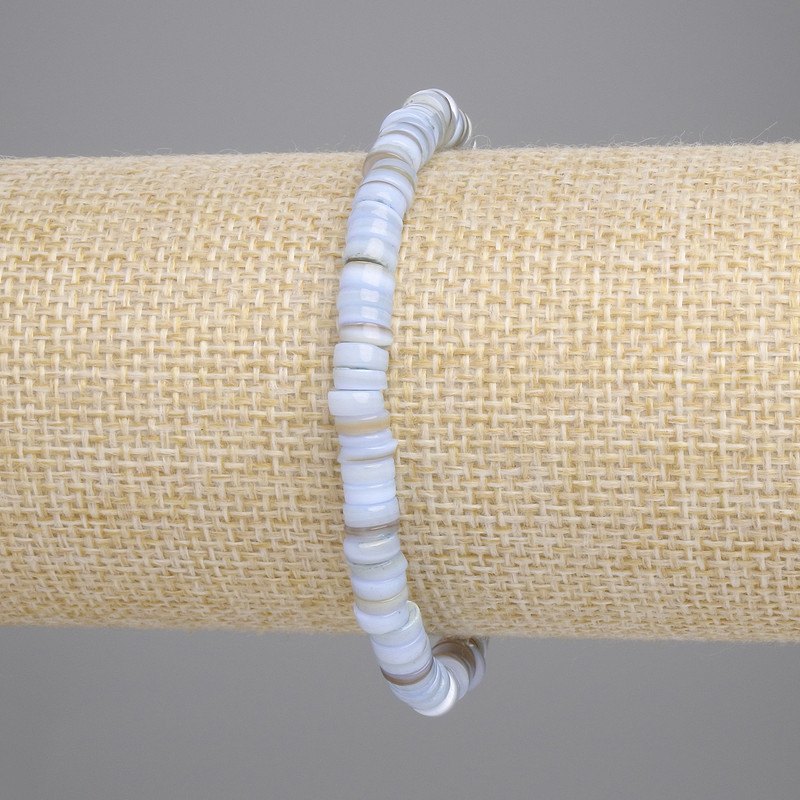 Náramek z mušle Skafarka rondel, průměr 5×2 mm, délka 18 cm, elastický