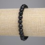 Náramek Achát (umělý) černé české sklo, broušené kuličky 8 mm, délka 18 cm, elastický