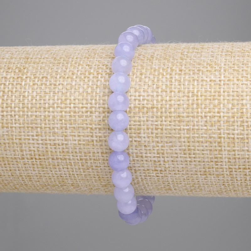 Náramek z akvamarínu – hladké kuličky, průměr 6,5 mm, délka 18 cm, elastický