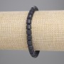 Náramek z černé vulkanické lávy, cylindrické korálky, průměr 6×6 mm, délka 18 cm, elastický