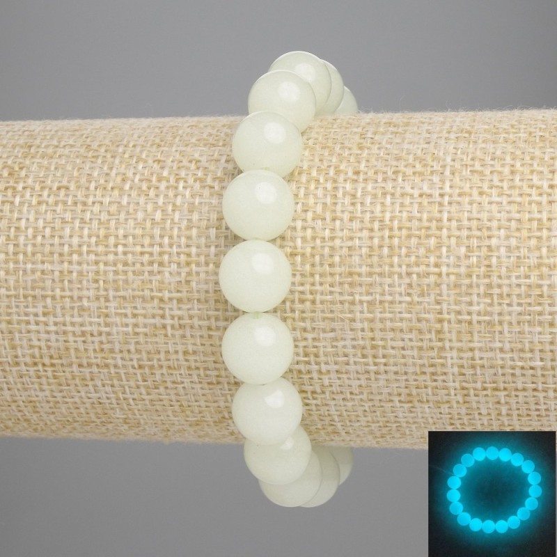Náramek z onyxu (tyrkysový lesk) hladké korálky, průměr 10 mm ±, délka 18 cm ±, elastický
