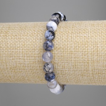 Браслет Агат Вени Дракона гладка кулька, діаметр 8мм+-, довжина 18см+- стрейч