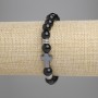 Náramek z achátu se hladkými kuličkami, průměr 8 mm, hematitový kříž 14×10 mm, délka 18 cm, elastický