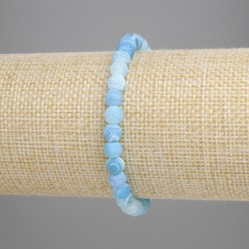 Náramek z modrého mrazivého achátu, hladké kuličky o průměru 6 mm, délka 18 cm, elastický
