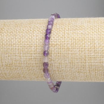 Náramek z broušeného ametystu, kubické korálky, průměr 4×4 mm, délka ±18 cm, strečový