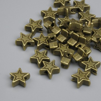 Korálka-vložka hvězda, bronzová barva, průměr 6×2,5 mm, díra 1,5 mm, balení ~25 ks