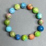 Náramek z variscitu (kusový) hladká kulička 10 mm ± hematit 2 mm ±, délka 18 cm ± elastický