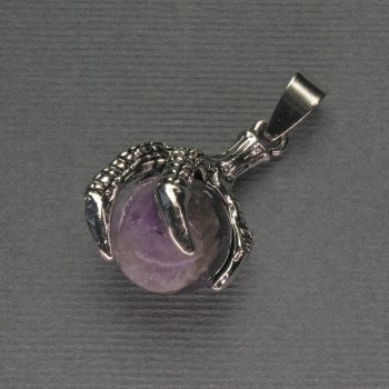 Přívěšek ametystová tlapka s koulí 18×37 mm ± stříbrný kov