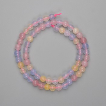 Morganitové korálky, hladké kuličky, průměr 6 mm ±, délka 38 cm ± na niti