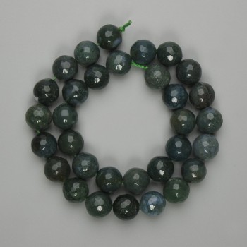 Korálky ze zeleného jaspisu, brusované kuličky, průměr 12 mm, délka 38 cm na niti