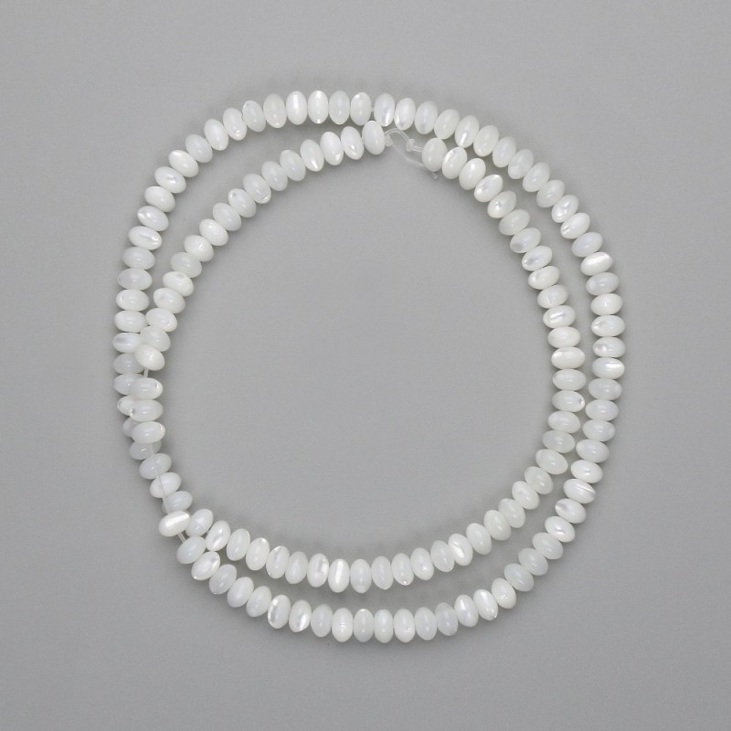 Perleťové rondelové korálky, průměr 5×3 mm, délka cca 40 cm, na niti