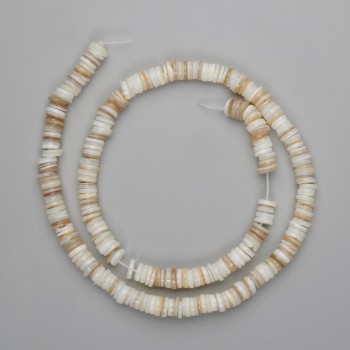 Намистини з мушлі Скафарка рондель, діаметр 6х1мм+-, довжина 39см+- на волосіні