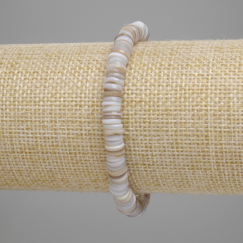 Náramek z mušlí Skafarka rondel, průměr 6×1,5 mm, délka 18 cm, elastický