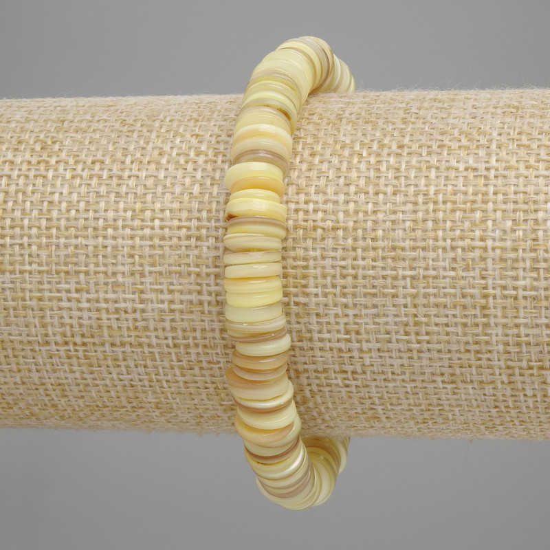 Náramek z mušle Skafarka, rondel, průměr 8×1–2 mm, délka 18 cm, elastický