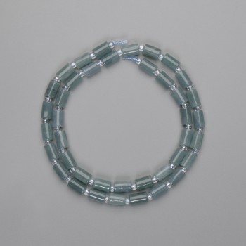 Jadeit cylindrické korálky 7,5×5 mm (+/-), rokajl 3 mm (+/-), délka 39 cm (+/-)