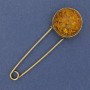 Brož-špendlík s imitací jantaru, 76×24 mm ± zlatá barva kovu