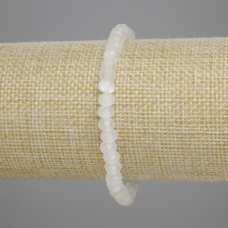 Náramek z horského křišťálu, brusovaný rondel, průměr 6×4 mm, délka 18 cm, elastický
