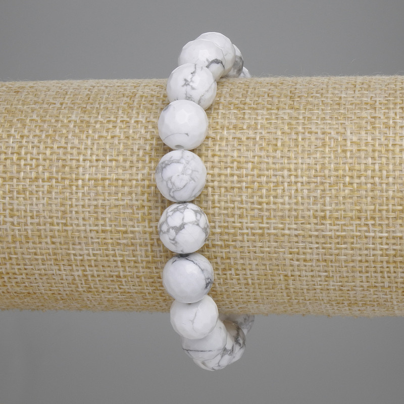 Náramek z chalcedonu, facetovaná korálka, průměr 10 mm ±, délka 18 cm ±, elastický