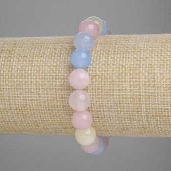 Náramek Morganit – hladké kuličky, průměr 10 mm, délka 18 cm, strečová šňůra