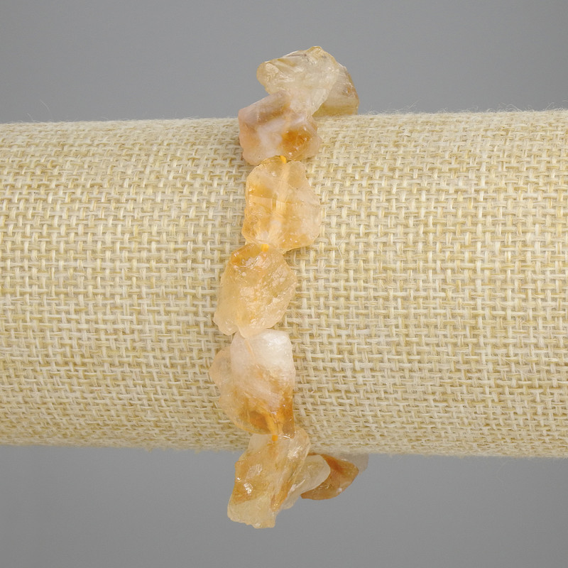 Náramek z nerafinovaného citrínu, korálky 13–16 × 8–14 mm, délka 18 cm, elastický