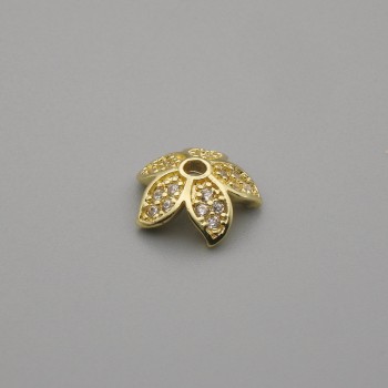 Cena za 1 ks. Čepička pro korálku, barva kovu zlato, průměr 9×1 mm ±, otvor 2 mm+