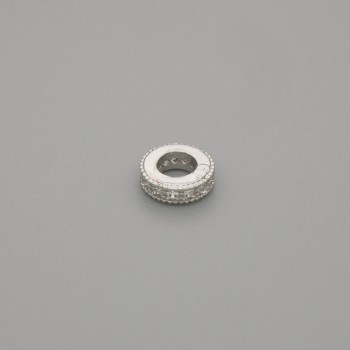 Bižuterní korálka-vložka, barva kovu stříbrná, průměr 5,5×2 mm ±, otvor 3,5 mm ±, za 1 ks