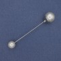Brož-špendlík Majorca perly 9 mm ± 12 mm ± stříbrný kov 73 mm+