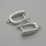 Háčky na náušnice s bílými krystaly, stříbrný kov, 15×4 mm ± pár