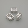 Bižuterní díl – korálková vložka s bílým krystalem, barva kovu stříbrná, průměr 9×7 mm ±, otvor průměr cca 1,3 mm ±, za 1 ks +