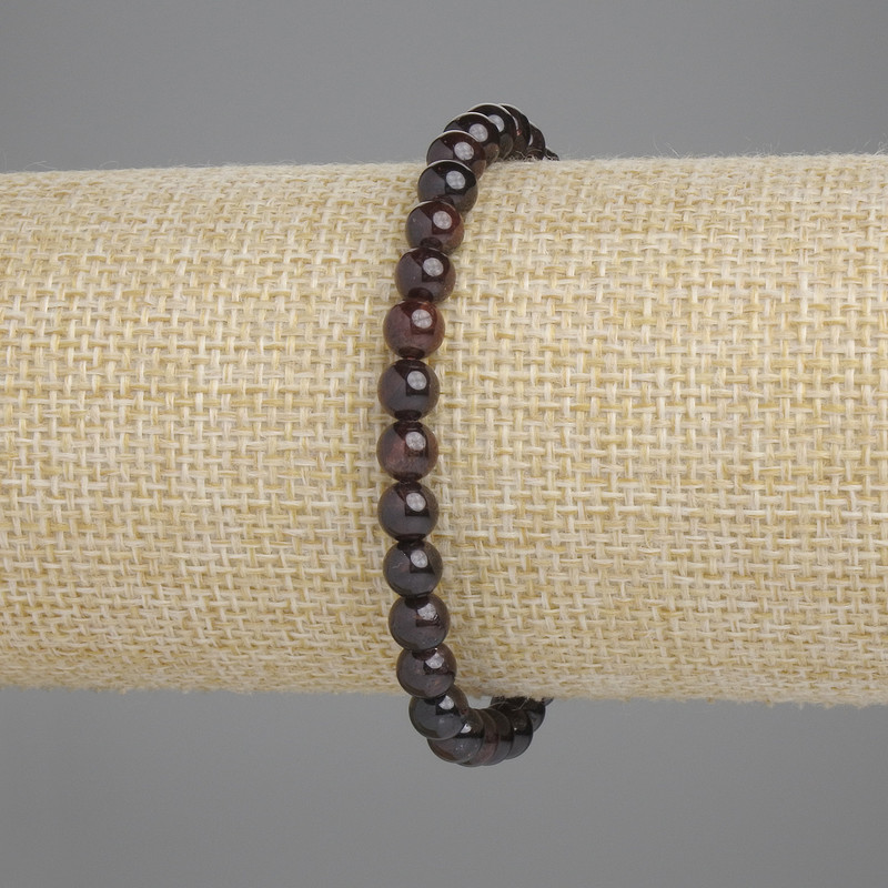 Náramek z granátu, hladké korálky, průměr 5 mm ±, délka 18 cm ±, elastický