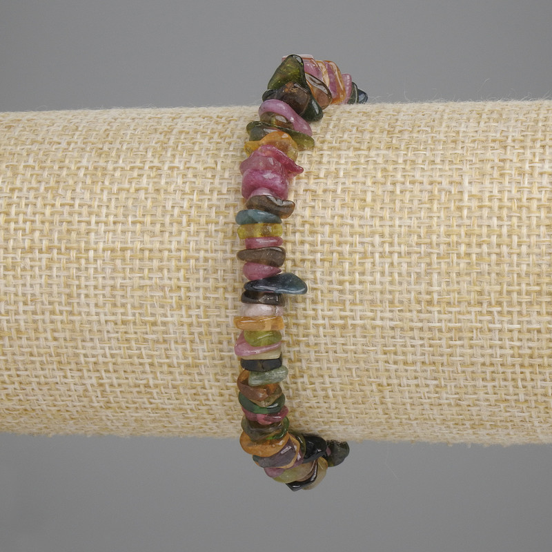 Náramek z turmalínu, drobné kousky, průměr 6–9×1–3 mm ±, délka 18 cm ± elastický