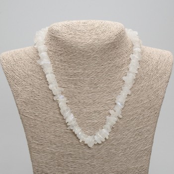 Náhrdelník z adularitu, drobné kousky, průměr 8–12×2–4 mm, délka 45 cm ± s karabinkou