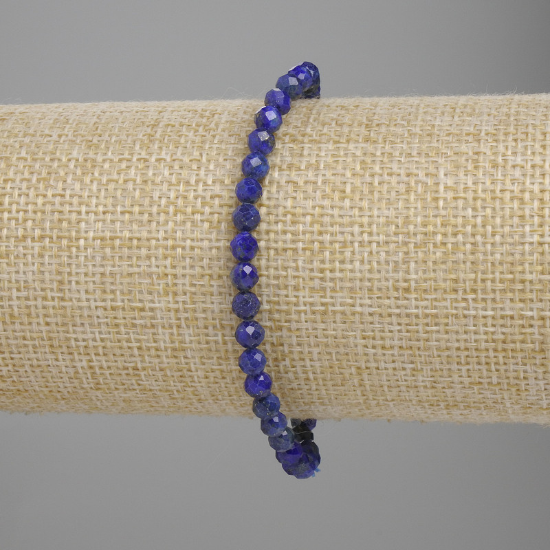 Náramek z lazuritu, facetované korálky o průměru 4 mm ±, délka 18 cm ±, elastický