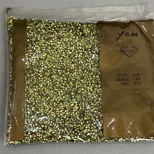 Zelené štrasové kamínky, průměr 2 mm, balení 50 g (±)