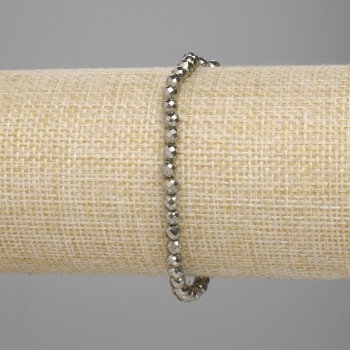Náramek z broušeného pyritu, korálky 4 mm, délka 18 cm ±, elastický