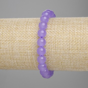 Náramek levandulový ametyst – hladká korálka, průměr 8 mm, délka 18 cm, elastický