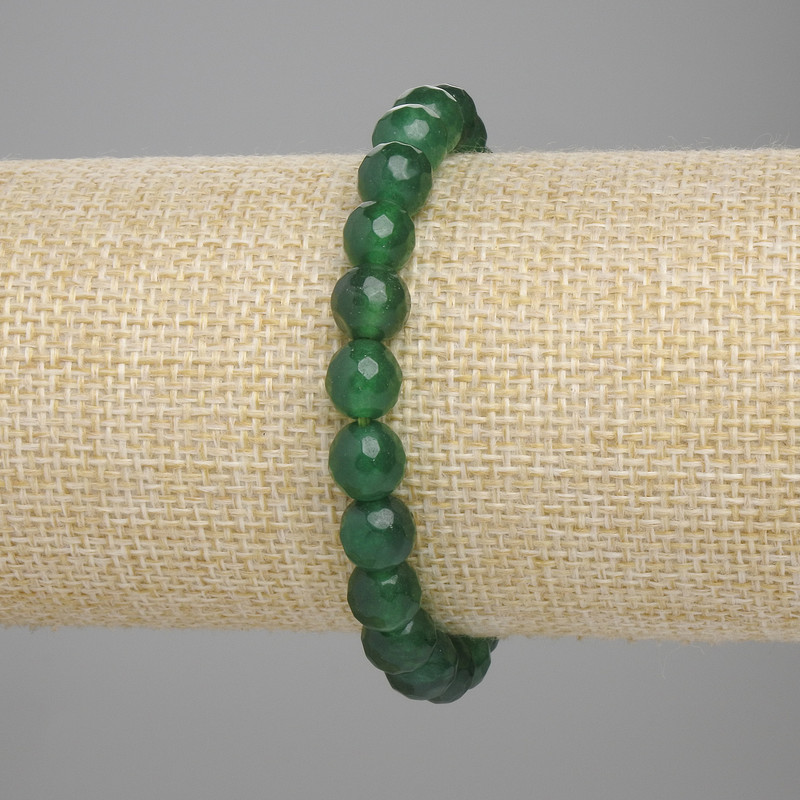 Náramek z chrysoprazu, broušené kuličky, průměr 8 mm, délka 18 cm, elastický