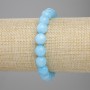 Náramek z akvamarínu, broušené korálky, průměr 10 mm, délka 18 cm, elastický