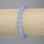 Náramek z akvamarínu, hladké korálky, průměr 8 mm ±, délka 18 cm ±, na elastické šňůrce