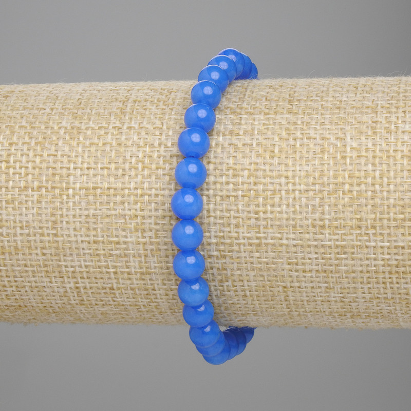 Náramek z apatitových korálků, hladké korálky, průměr 6 mm, délka 18 cm, elastický