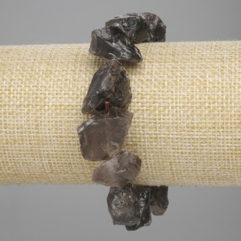 Náramek z kouřového topazu, přírodní surové kameny, průměr 14–20×10–20 mm ±, délka 18 cm ±, gumičkový