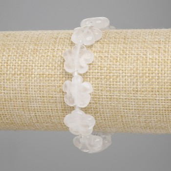 Náramek z horského křišťálu „Květina“, průměr 15 mm ±, délka 18 cm ±, korálky 3 mm ±, elastická šňůrka