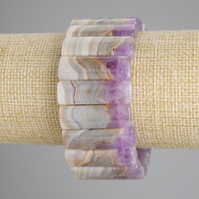 Náramek z přírodního ametystu – hladké články, průměr 32×10 mm +-, délka 18 cm +-, elastická šňůra