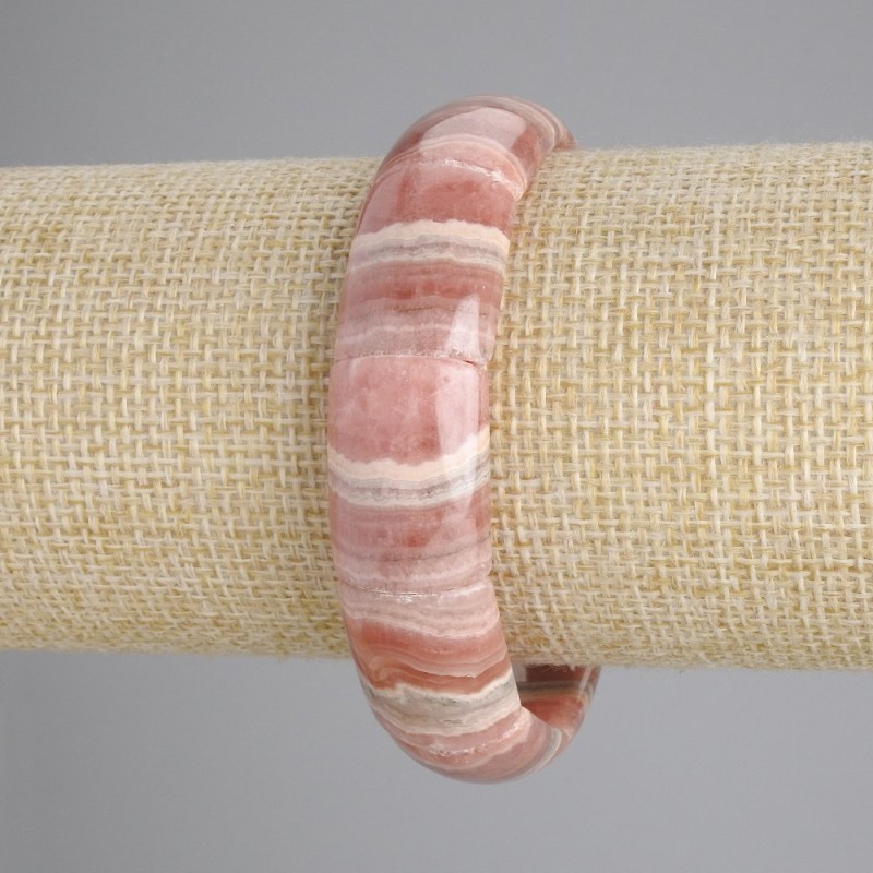 Náramek z přírodního kamene rhodochrozit, články 17×13 mm ±, délka 18 cm ±, elastický