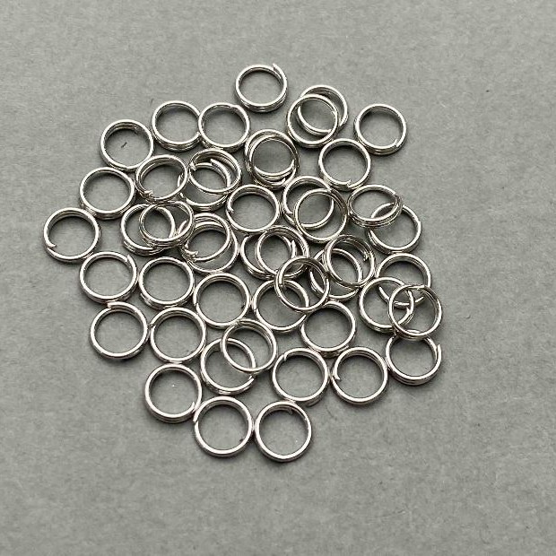 Závěsný pružinový kroužek, průměr 6 mm, stříbrný kov, balení 20 g