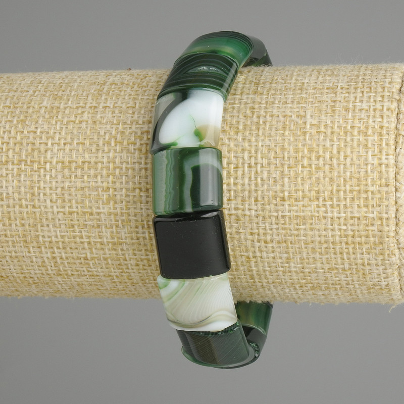Náramek z achátu, hladké články, průměr 15×13 mm, délka 18 cm, elastický