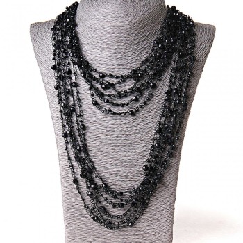 ( 140см ) Намиста павутинка з круглими підвісочками чорна